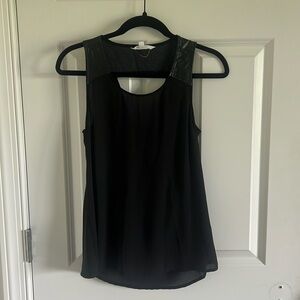 Jack Size X-Small Black Tank top with faux Leather detail around the neckline